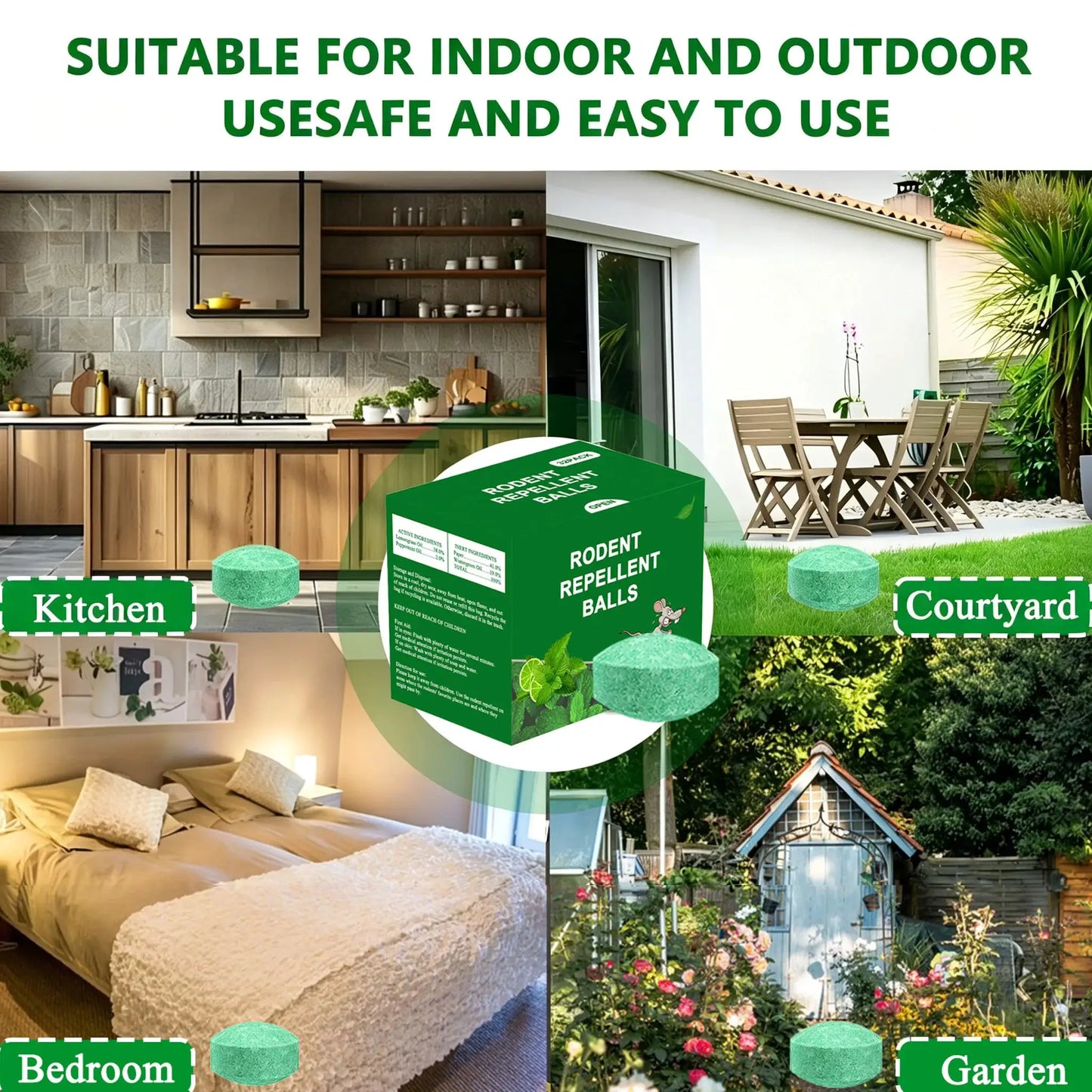 Rodent Repellent Balls, 48 PCS Rodent Control, Natural Mouse Repellent Peppermint Oil for Mice, Rats, Squirrels, Skunks, Raccoon, Spiders and Pests, Keeps Pests Away Effectively from Garden & Home (Peppermint) from PriceLows™