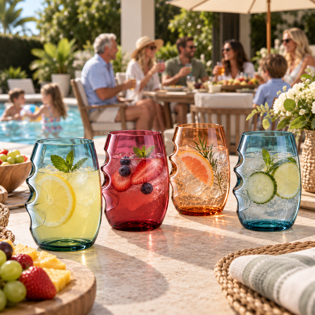 Acrylic Stemless Wine Glasses Set Of 4 Shatterproof