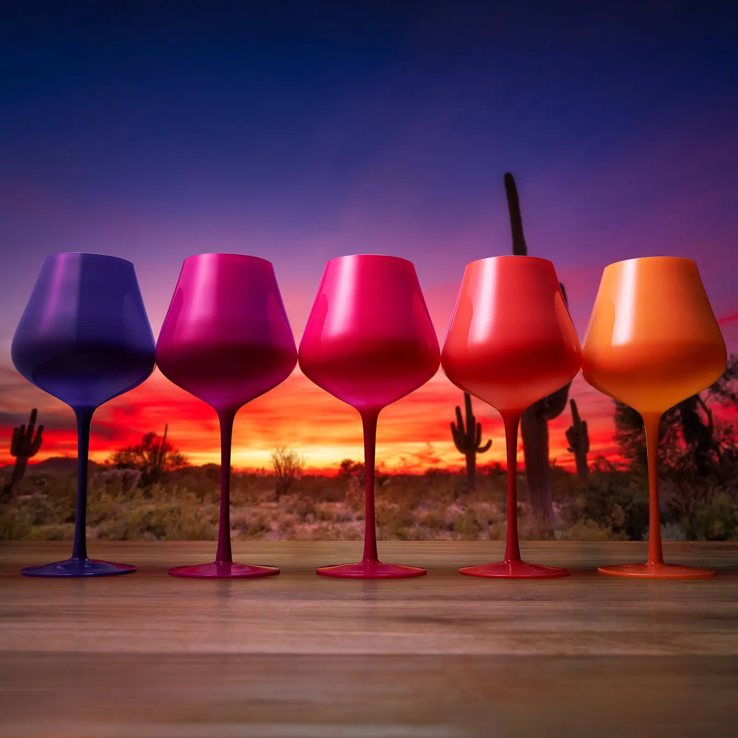 Southwest Sunset Large Colored Wine Glass| Set of 5 | 20 oz from PriceLows™