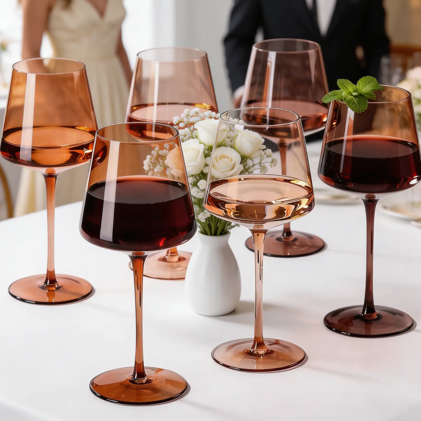 Venus Wine Glasses, Set of 6, Brown Shades 22.3oz Glass Tall from PriceLows™