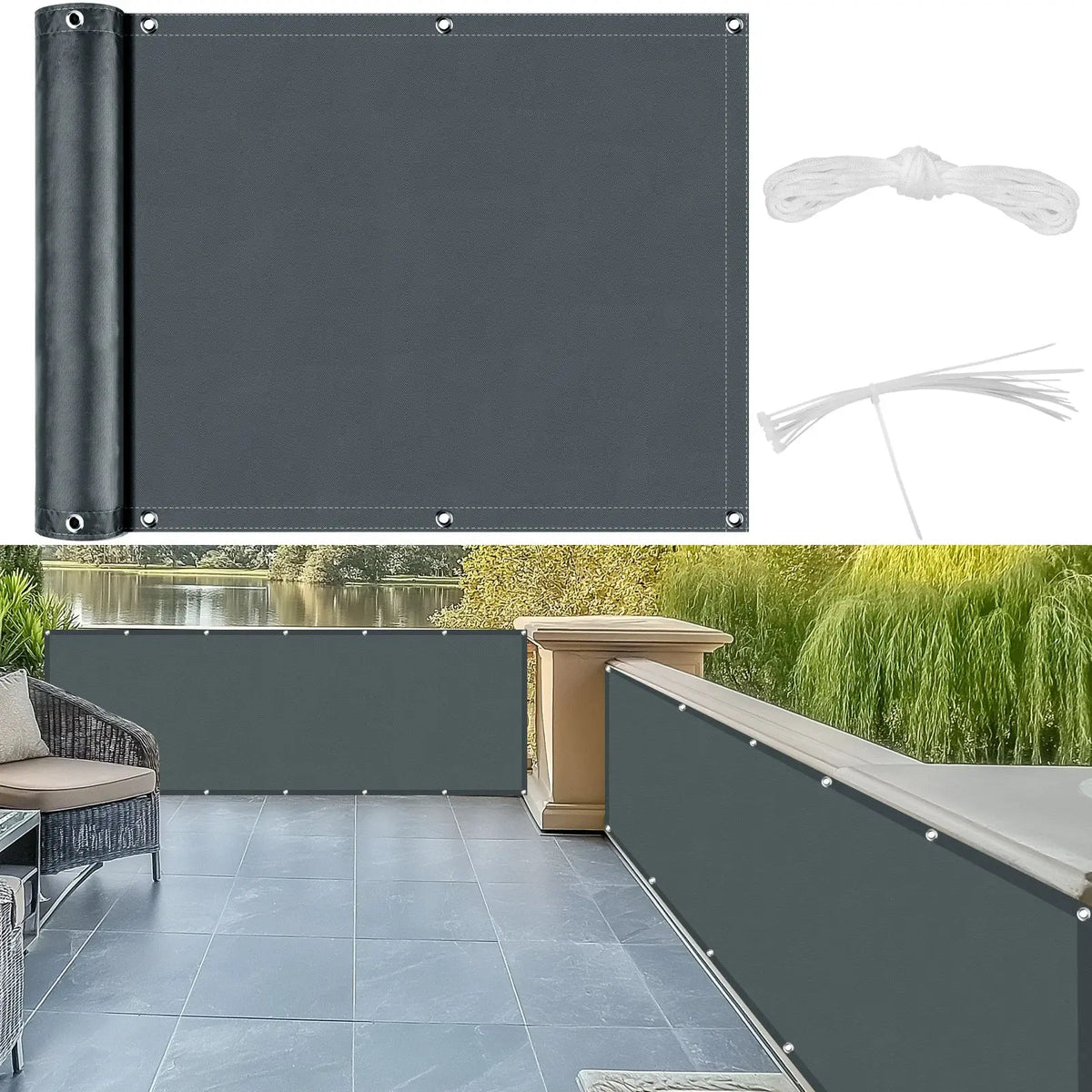 Balcony Privacy Screen | 95% Shade Water Resistant | PriceLows