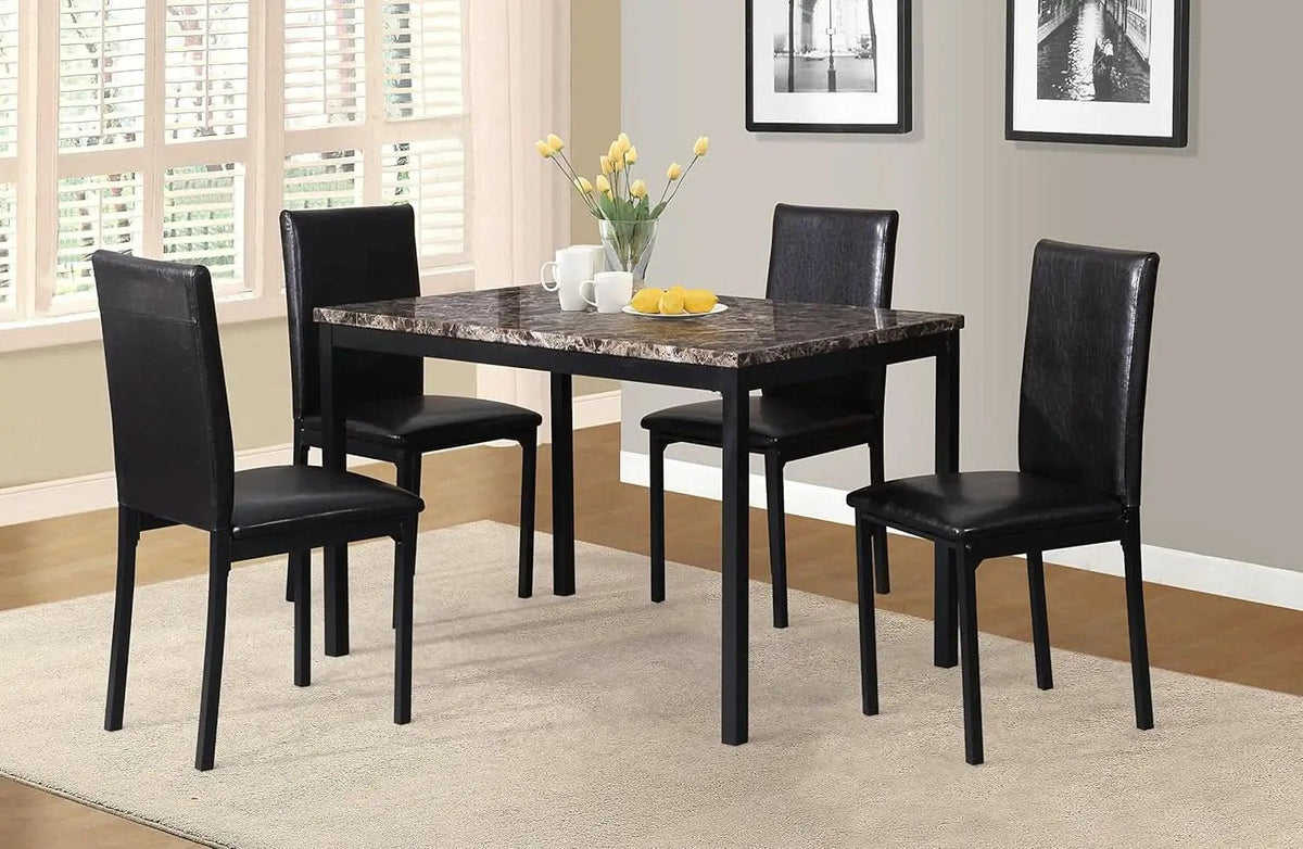 Black Metal Dining Table With Laminated Faux Marble Top from PriceLows™