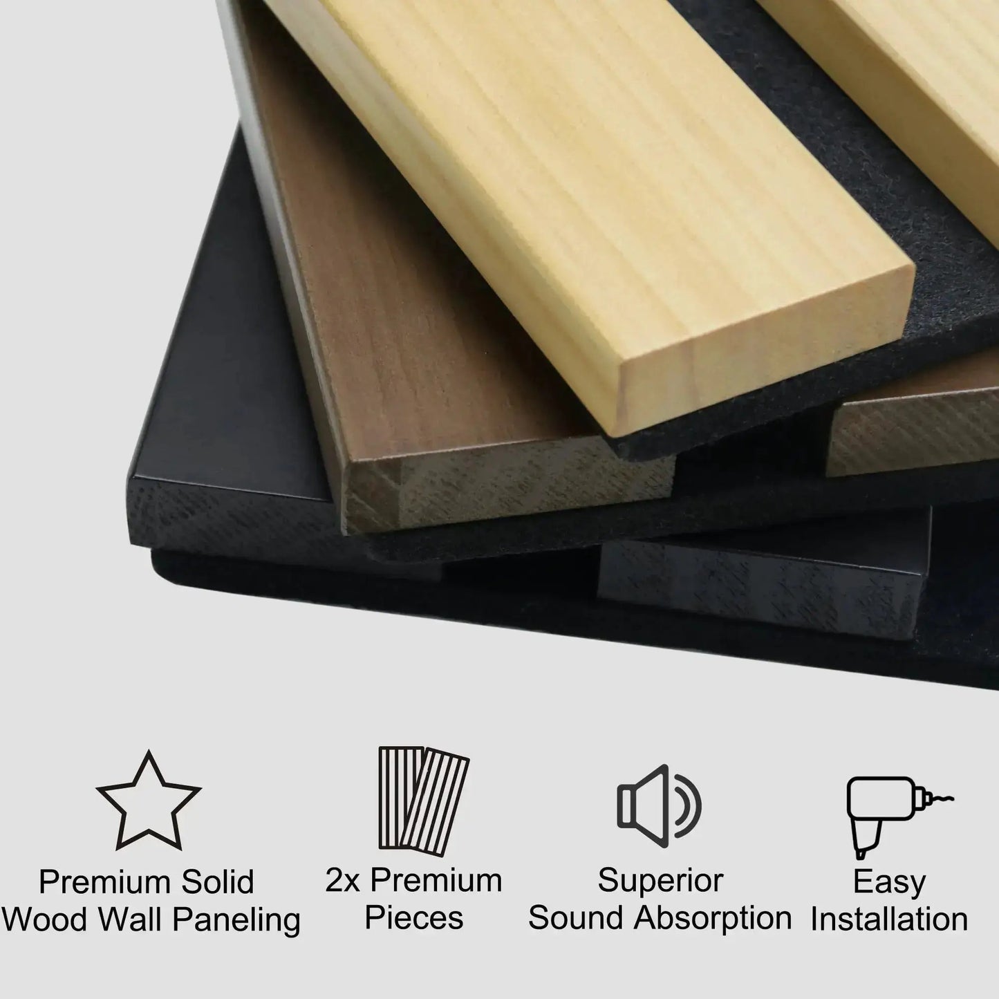 Solid Wood Acoustic Slat Wall Panels (Broad Strip) from PriceLows™