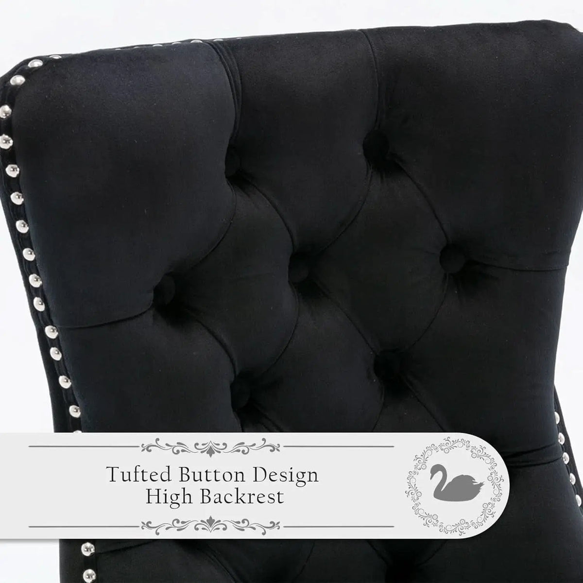 Black Velvet Dining Chairs Set Of 4 With Nailhead Trim from PriceLows™