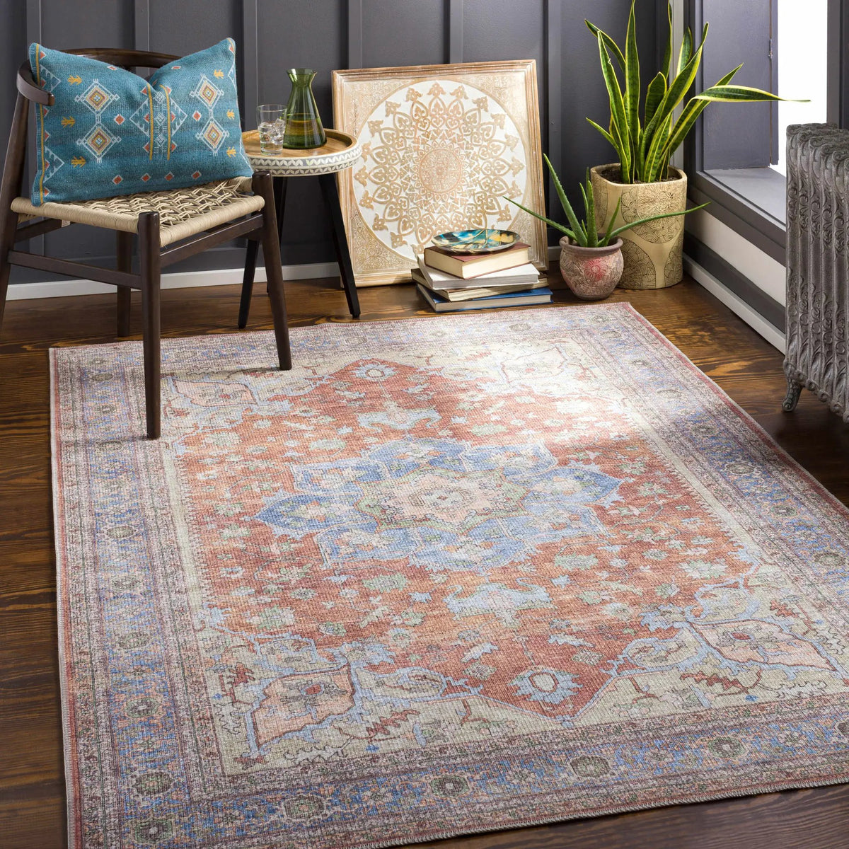 Brown Bagamanoc Medallion Washable Area Rug from PriceLows™