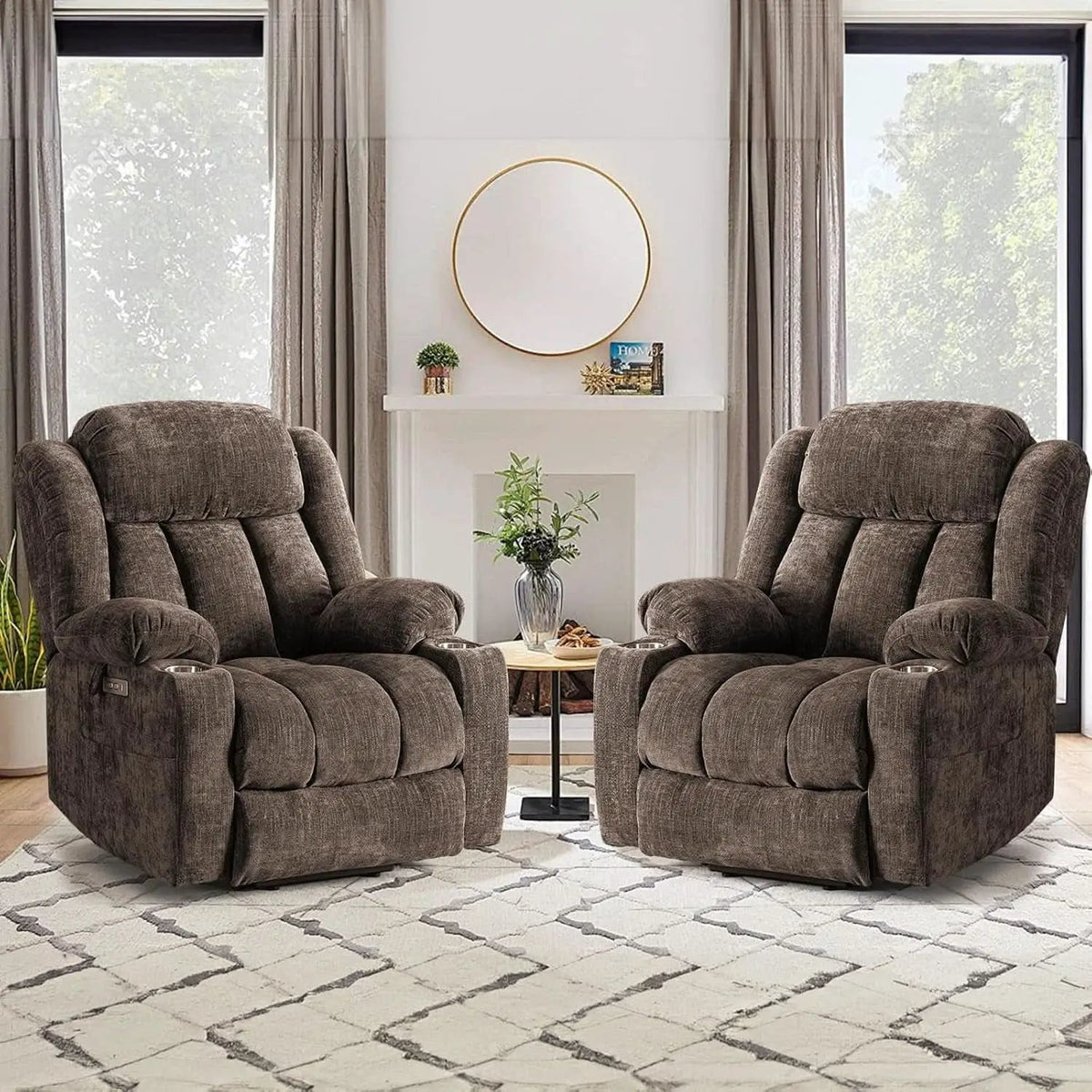 Brown Power Recliner With Massage And Heat Power Lift from PriceLows™