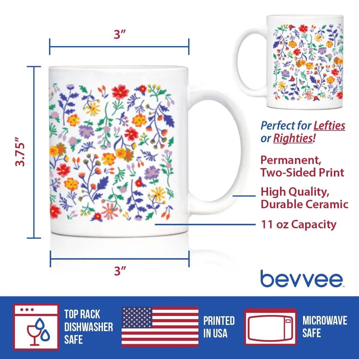 Ceramic Coffee Mug | Dishwasher & Microwave Safe | Double Printed | Spring Floral