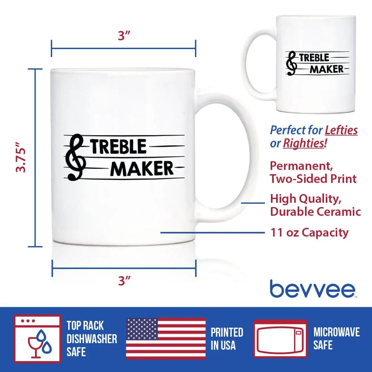 Ceramic Coffee Mug | Dishwasher & Microwave Safe | Double Printed | Treble Maker