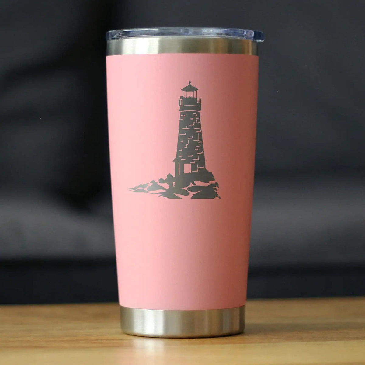 Insulated Coffee Tumbler | 20 oz Stainless Steel | Sliding Lid | Lighthouse