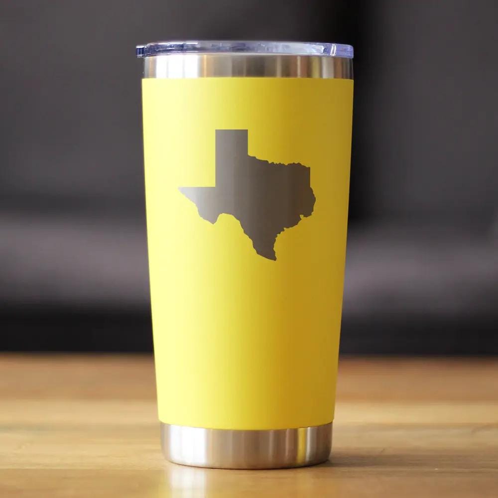 Insulated Coffee Tumbler | 20 oz Stainless Steel | Sliding Lid | Texas State Outline