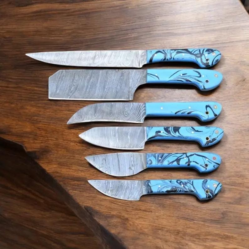Premium Custom Kitchen Knives Set Handcrafted Damascus Steel Blades for Holiday | Damascus Steel | Home Use | Home