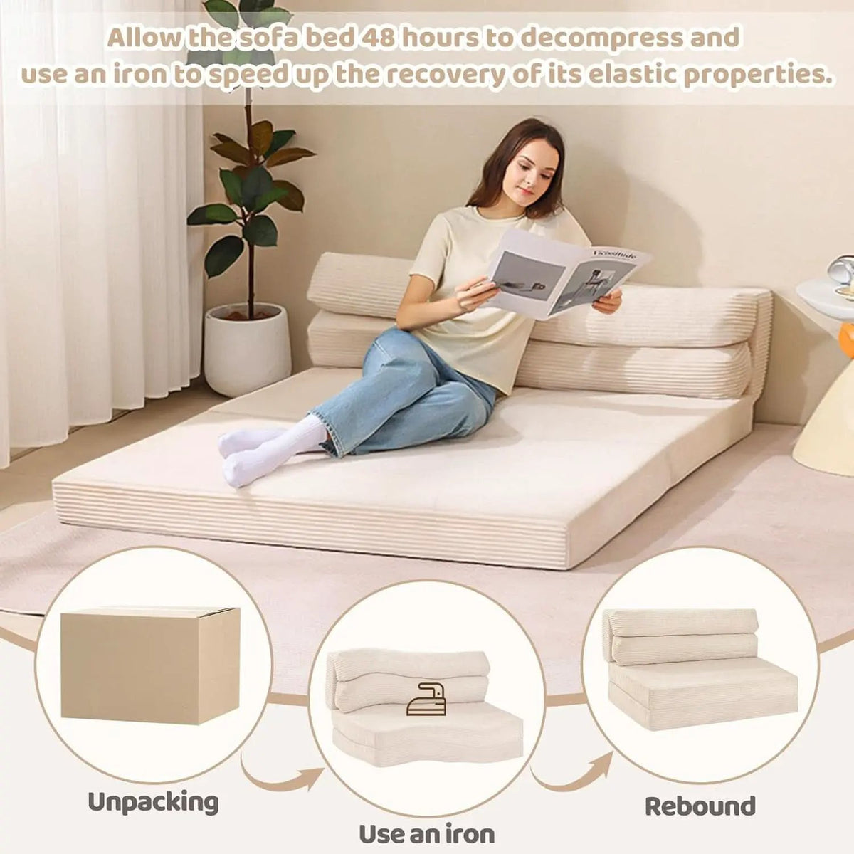 Convertible Folding Sofa Bed with Pillow and Mattress from PriceLows™