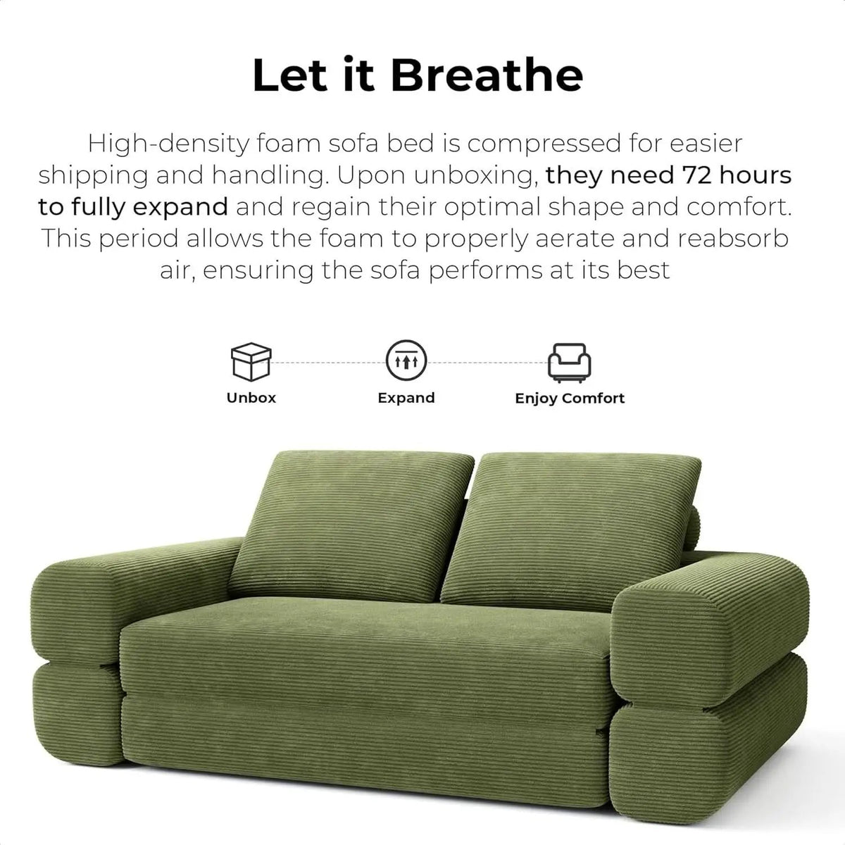 Green ThreeInOne Convertible Sleeper Sofa Bed Studio from PriceLows™