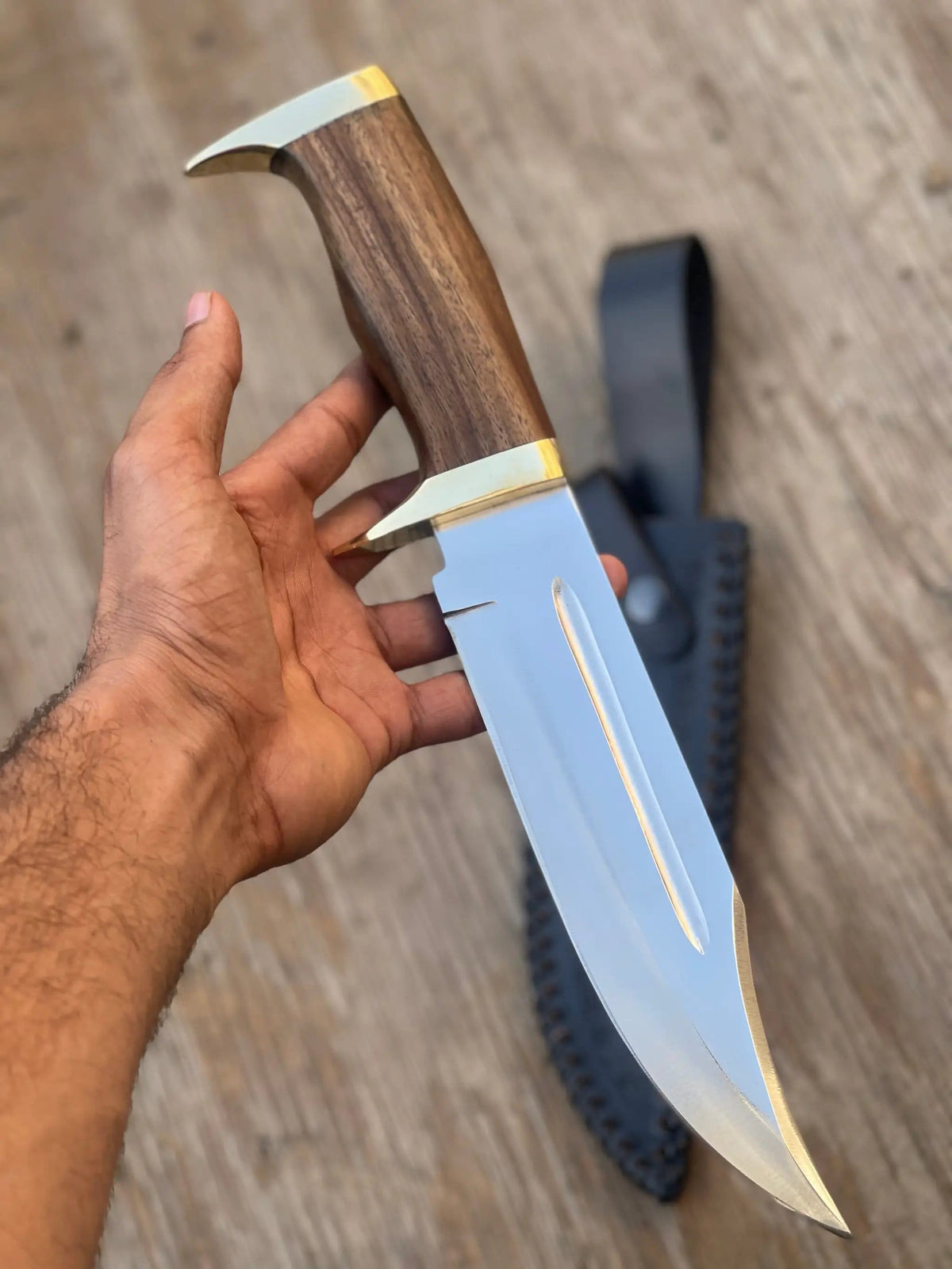 Custom Handmade J2 Steel Bowie Knife with Brass Guard and Rosewood Handle - 13” | Rosewood | Hunting & Survival Knife | Home