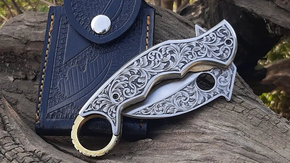 Custom handmade engraving folding knife | Stainless Steel | Hunting & Survival Knife | Home