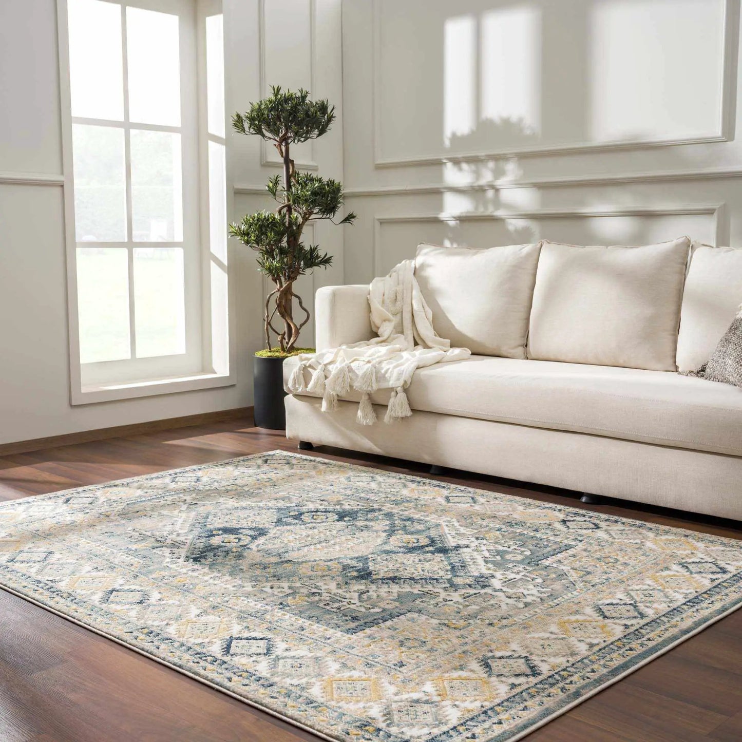 Brend Blue Medallion Area Rug from PriceLows™