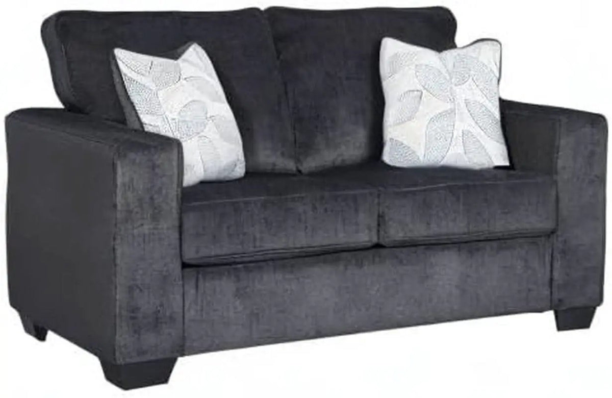 Dark Gray Modern Loveseat With Two Accent Pillows Included from PriceLows™