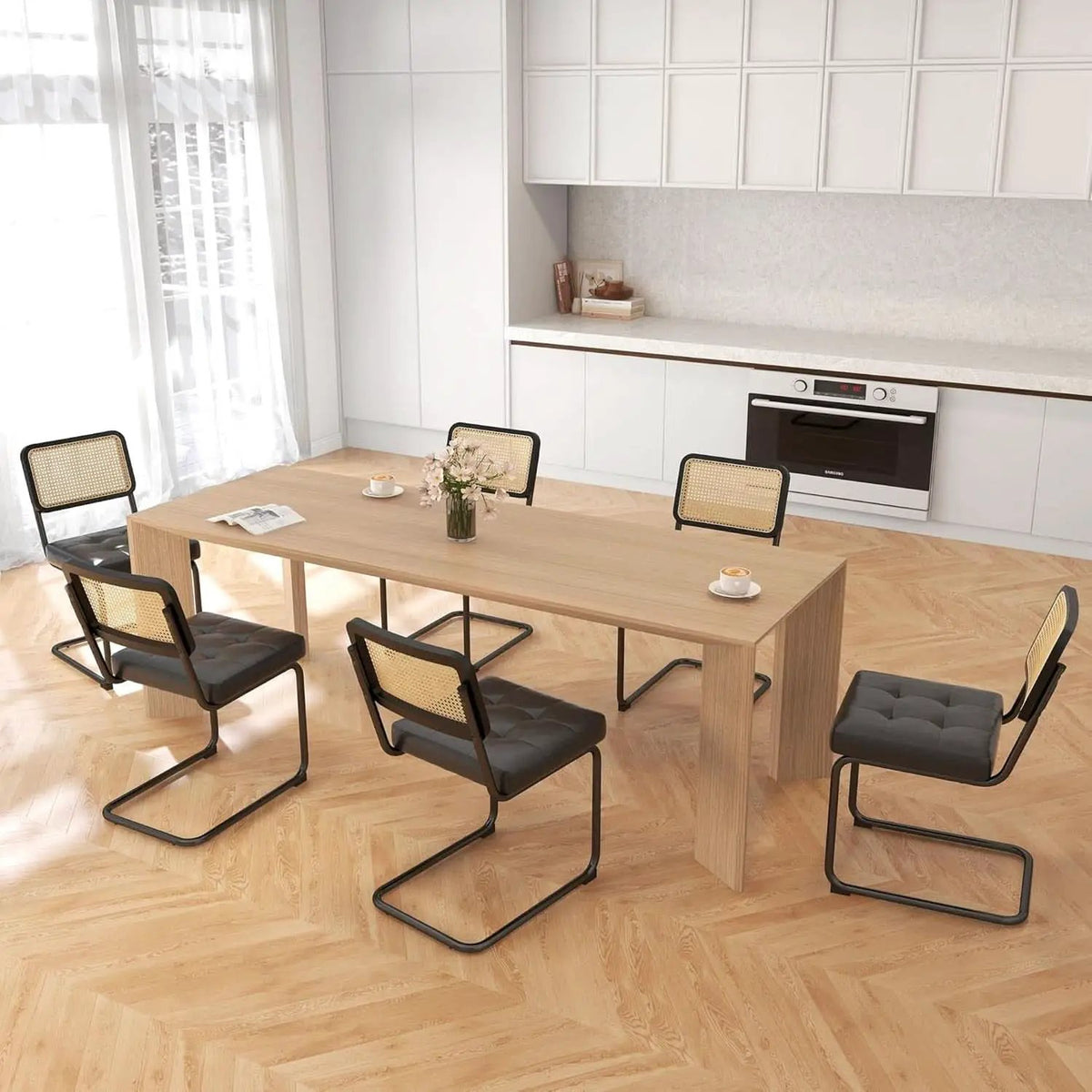 Mid Century Upholstered Cantilever Dining Chairs Black from PriceLows™