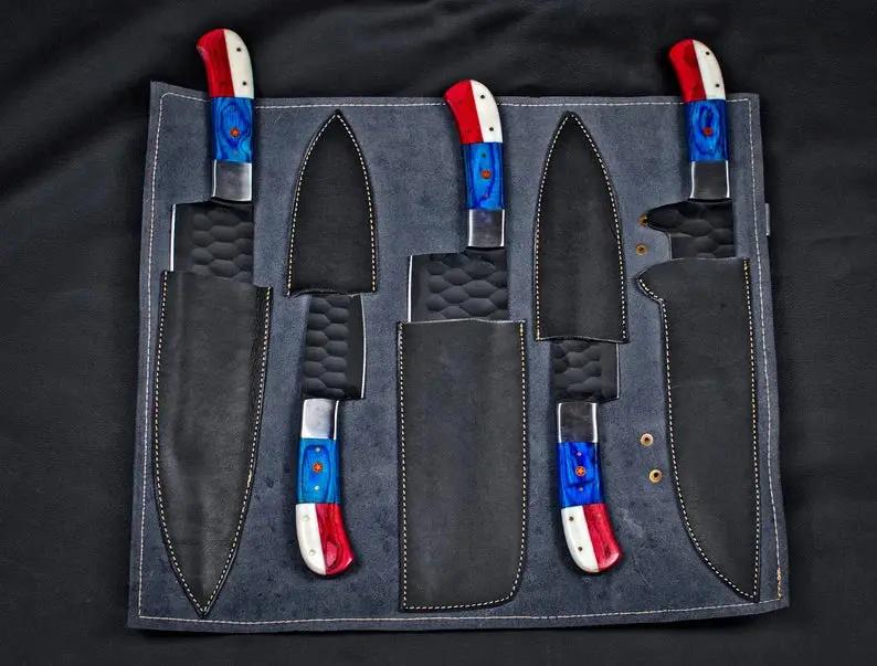 Custom Hand Forged Carbon Steel Chef’s Knife Set – 5 PCS BBQ & Kitchen Knives | Best Anniversary Gift for Him from PriceLows™