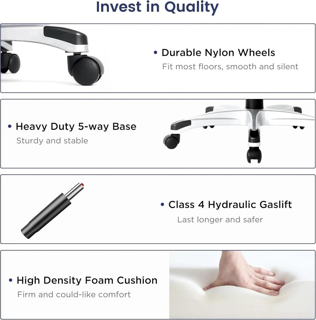 Ergonomic Office Chair With Adjustable Lumbar Support White from PriceLows™