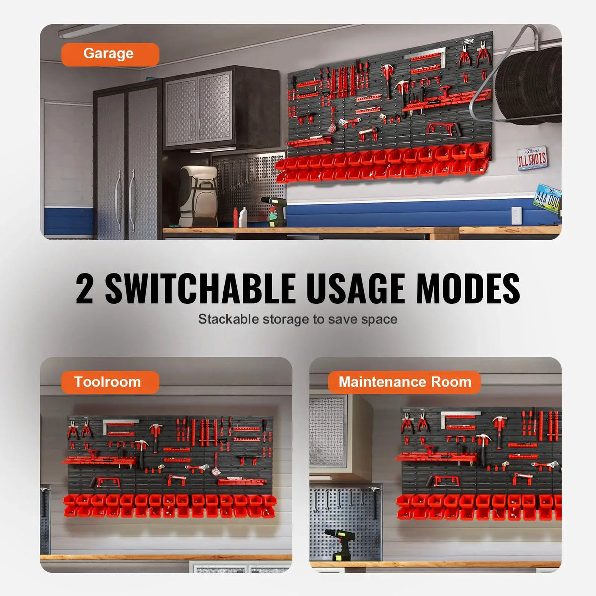 SucceBuy 30Bin Wall Mounted Storage Bins Parts Rack Organizer Garage with Wall Panels Hooks Plastic Shop Tool for Screw Nails from PriceLows™