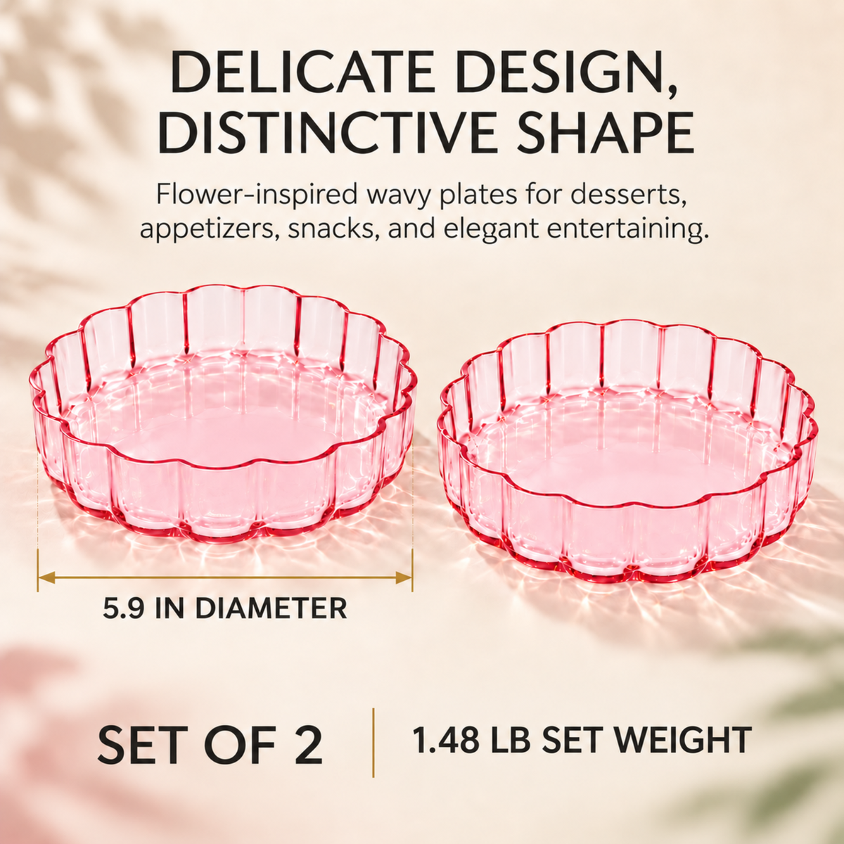 Glass Flower Wave Plates Set Of 2 Durable Value Tableware