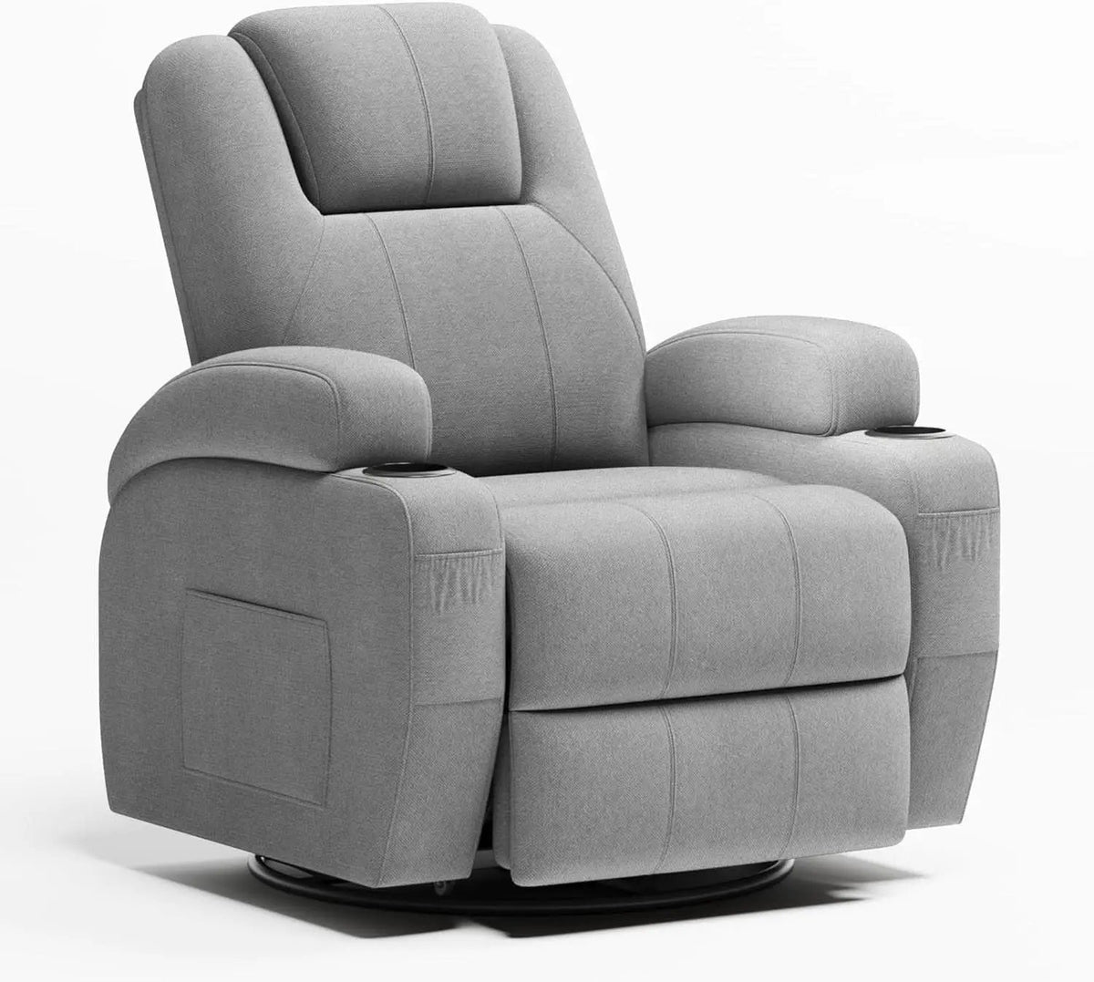 Gray Fabric Swivel Rocker Recliner With Vibration Massage from PriceLows™