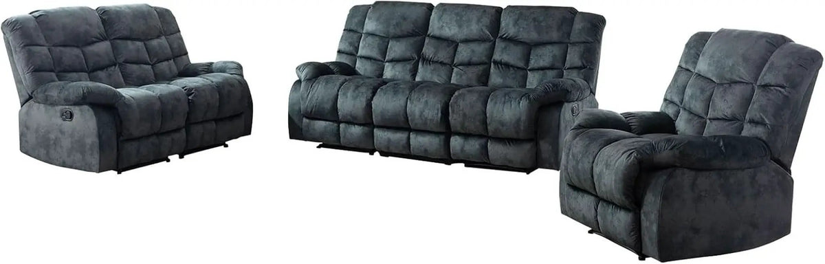 Grey Manual Reclining Living Room Set With One Seat Recliner And 3 Seat Sofa