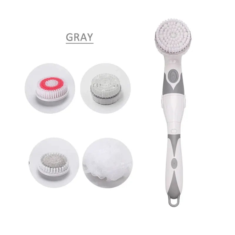 Electric Bath Brush | Long Handle Battery Powered 4 In 1 | Waterproof