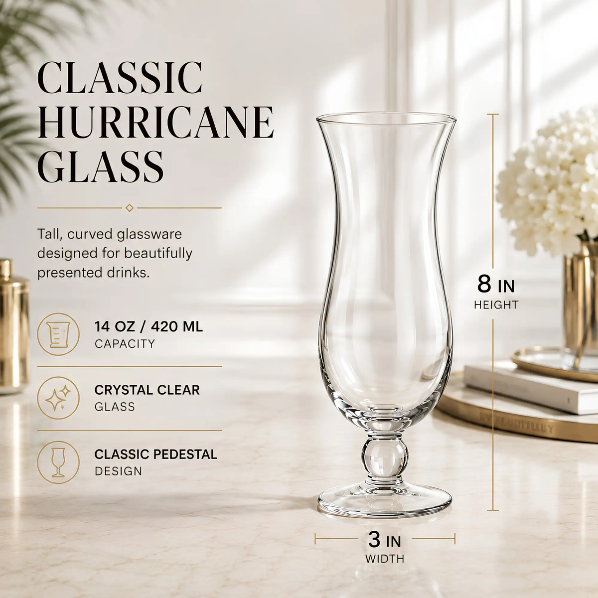 Hurricane Glassware Set Durable Home Bar Drinkware