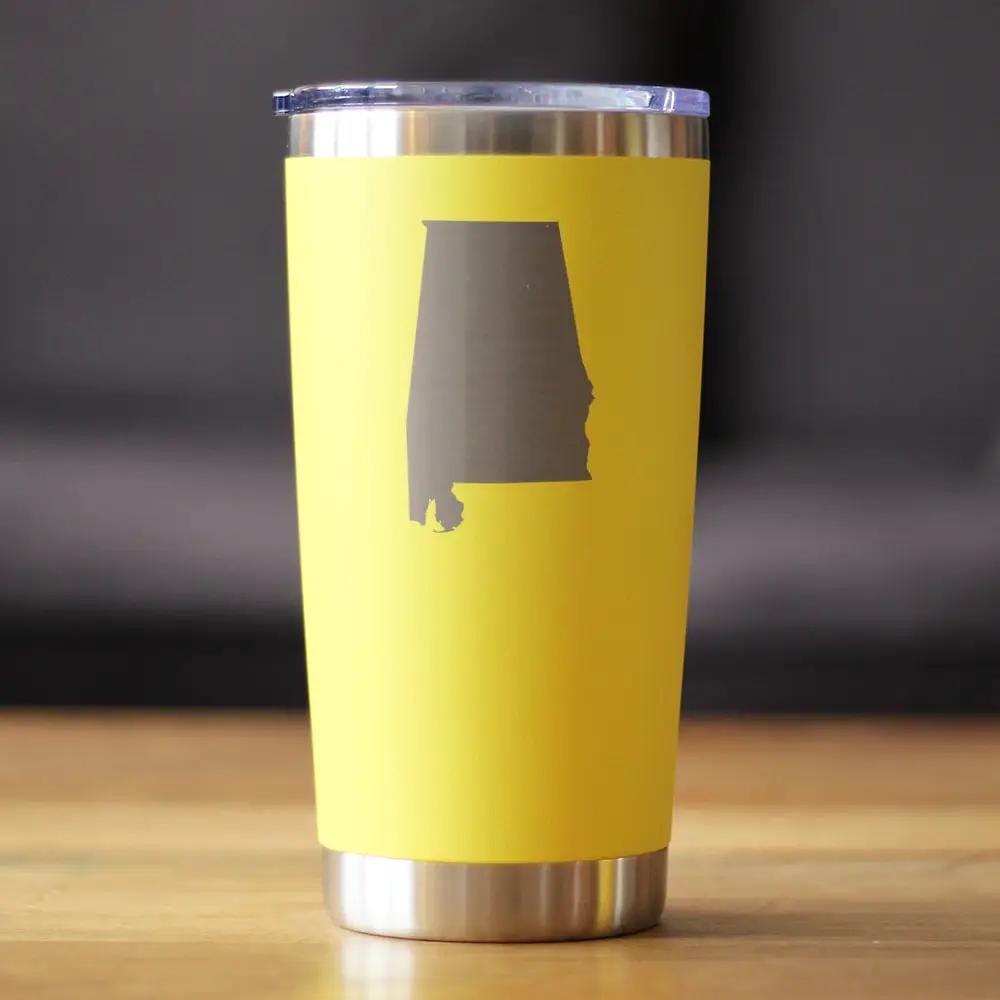 Insulated Coffee Tumbler | 20 oz Stainless Steel | Sliding Lid | Alabama State Outline