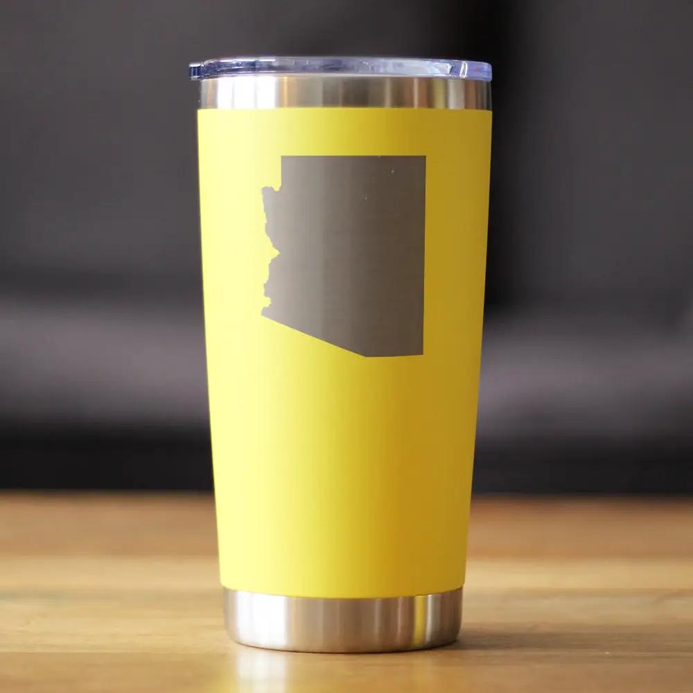Arizona State Outline Coffee Tumbler | 20 Oz | Double Wall Stainless Steel | Sliding Lid