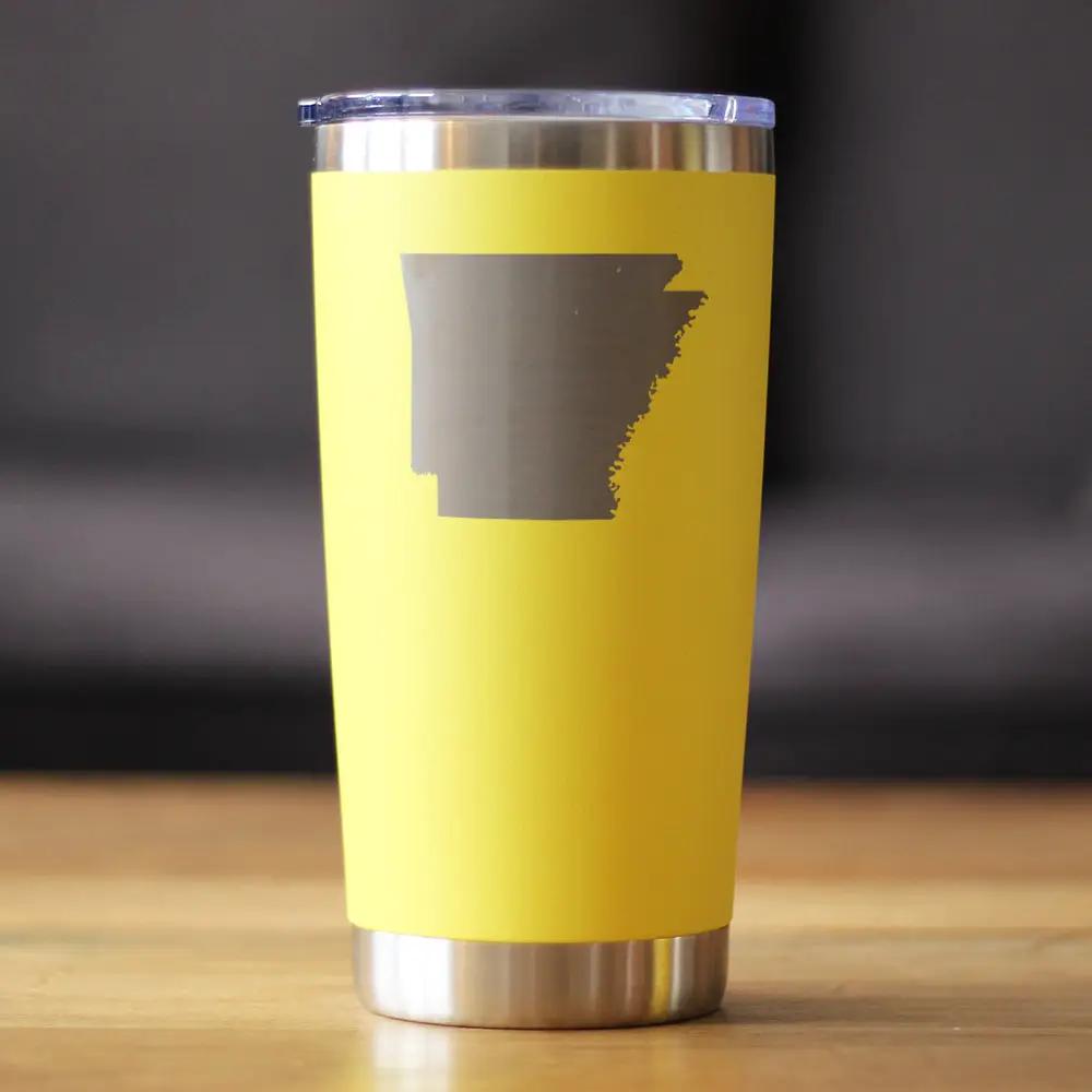Arkansas State Outline Coffee Tumbler | 20 Oz | Double Wall Stainless Steel | Sliding Lid