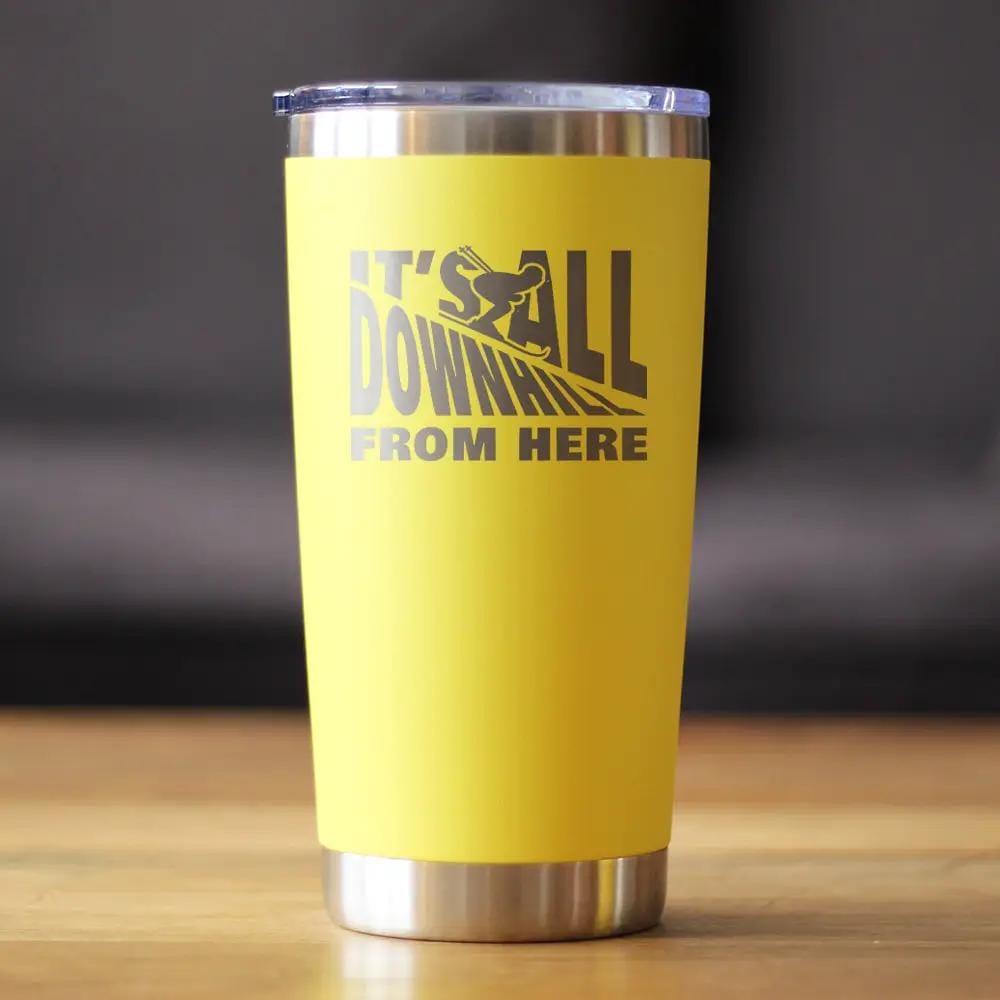 Insulated Coffee Tumbler | 20 oz Stainless Steel | Sliding Lid | Downhill From Here
