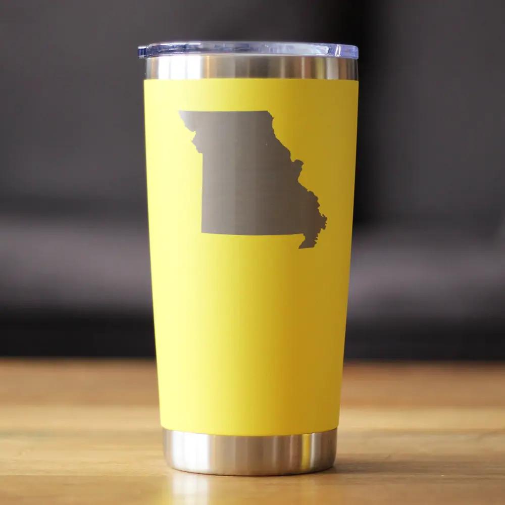 Missouri State Outline Coffee Tumbler | 20 Oz | Double Wall Stainless Steel | Sliding Lid