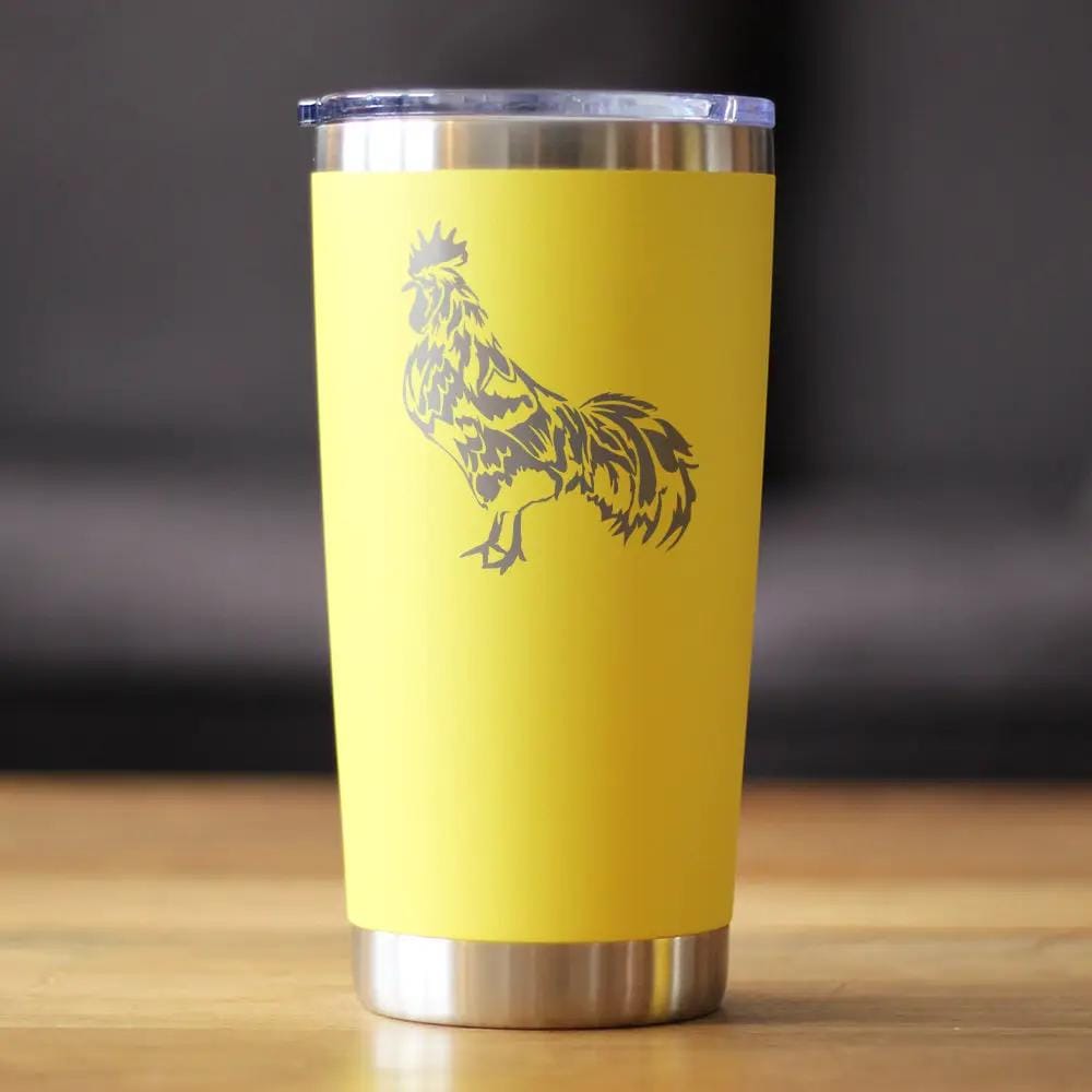 Insulated Coffee Tumbler | 20 oz Stainless Steel | Sliding Lid | Rooster