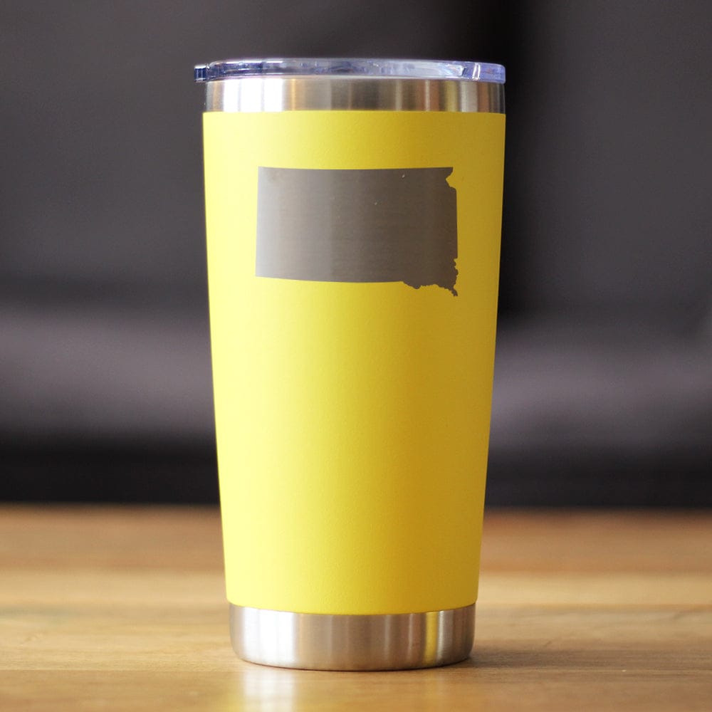 Insulated Coffee Tumbler | 20 oz Stainless Steel | Sliding Lid | South Dakota State Outline