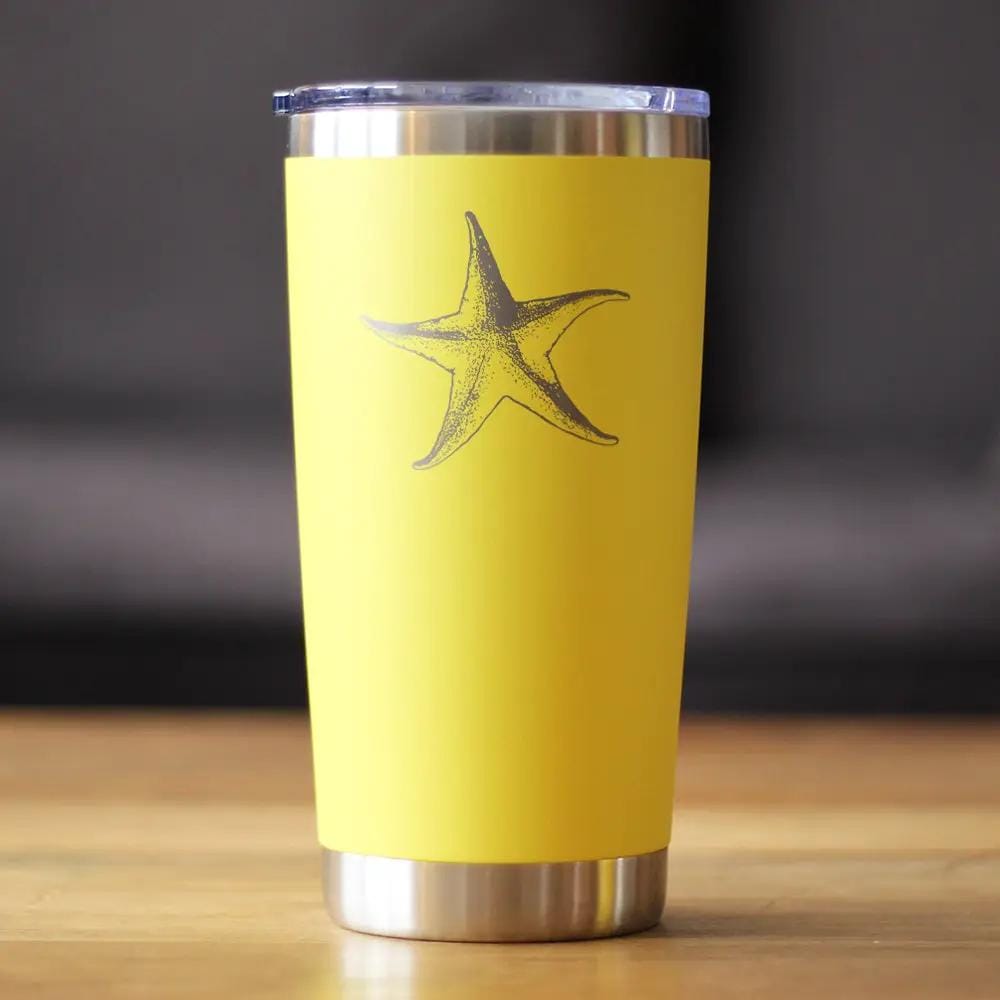 Insulated Coffee Tumbler | 20 oz Stainless Steel | Sliding Lid | Starfish