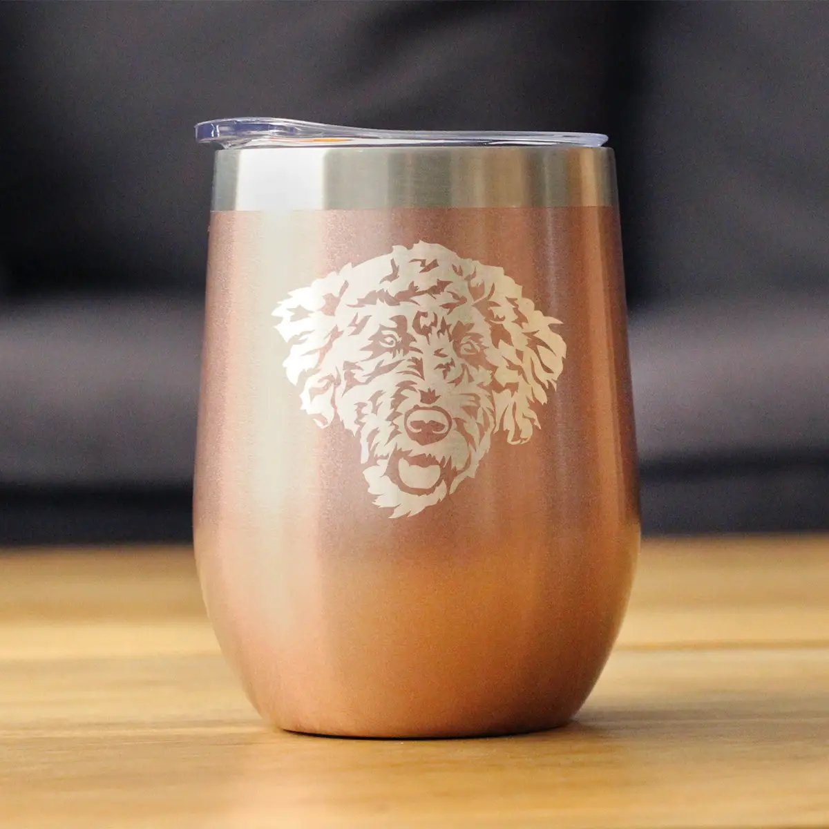 Wine Tumbler | 12 Oz Double Wall | Vacuum Insulated | Labradoodle Print
