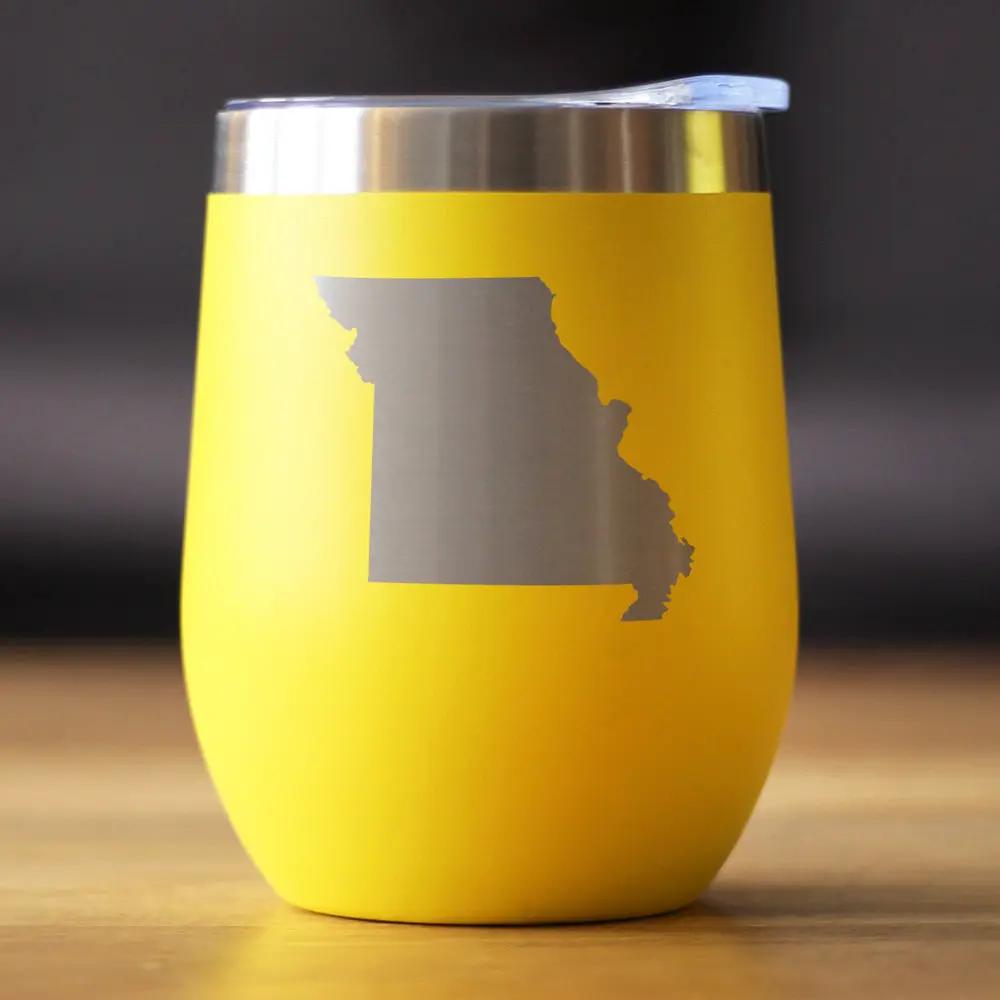 Missouri State Outline Wine Tumbler | 12 Oz | Double Wall Stainless Steel | Sliding Lid