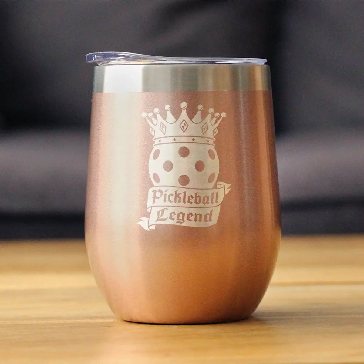 Insulated Coffee Tumbler | 12 oz Stainless Steel | Sliding Lid | Pickleball Legend (Style 2)