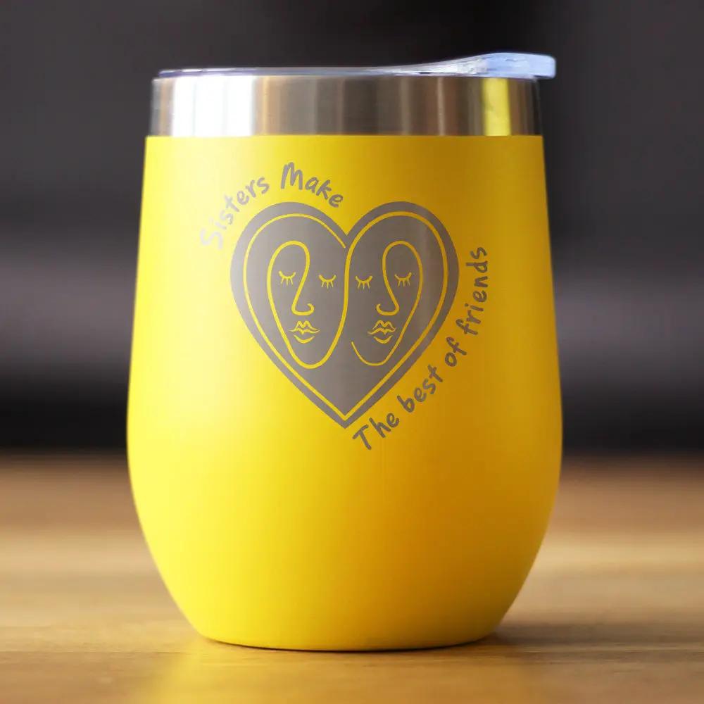 Stemless Wine Tumbler | Double Wall Insulated | 12 Oz With Sliding Lid