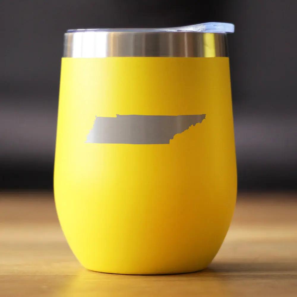 Tennessee State Outline Wine Tumbler | 12 Oz | Double Wall Stainless Steel | Sliding Lid