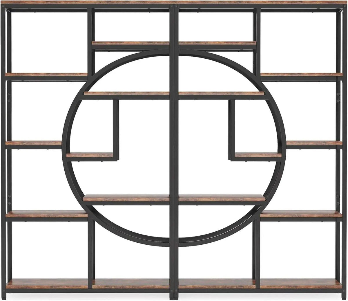Industrial 5 Tier Etagere Bookcase Brown Rustic Finish from PriceLows™