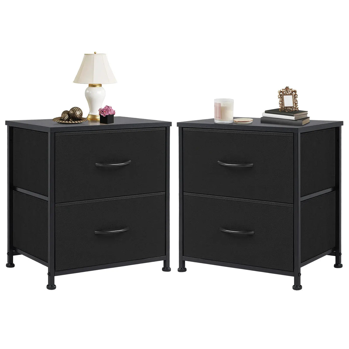 JHK Nightstand Bedside Coffee Sofa Tea Table Storage Closet Chest Clothes Display For Bedroom 2 Fabric Drawers Cabinet Furniture from PriceLows™