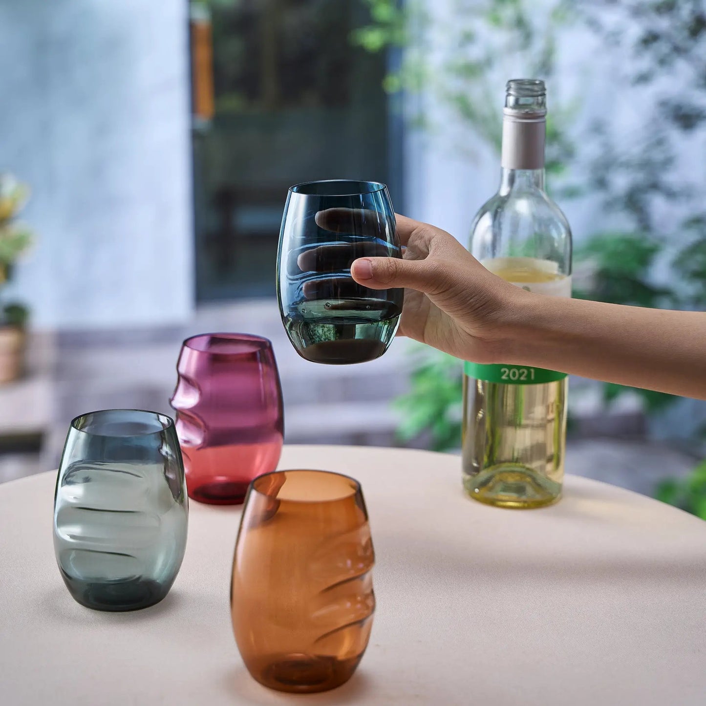 Eze Acrylic Stemless Finger-Indent Wine Glassware, Set of 4 from PriceLows™