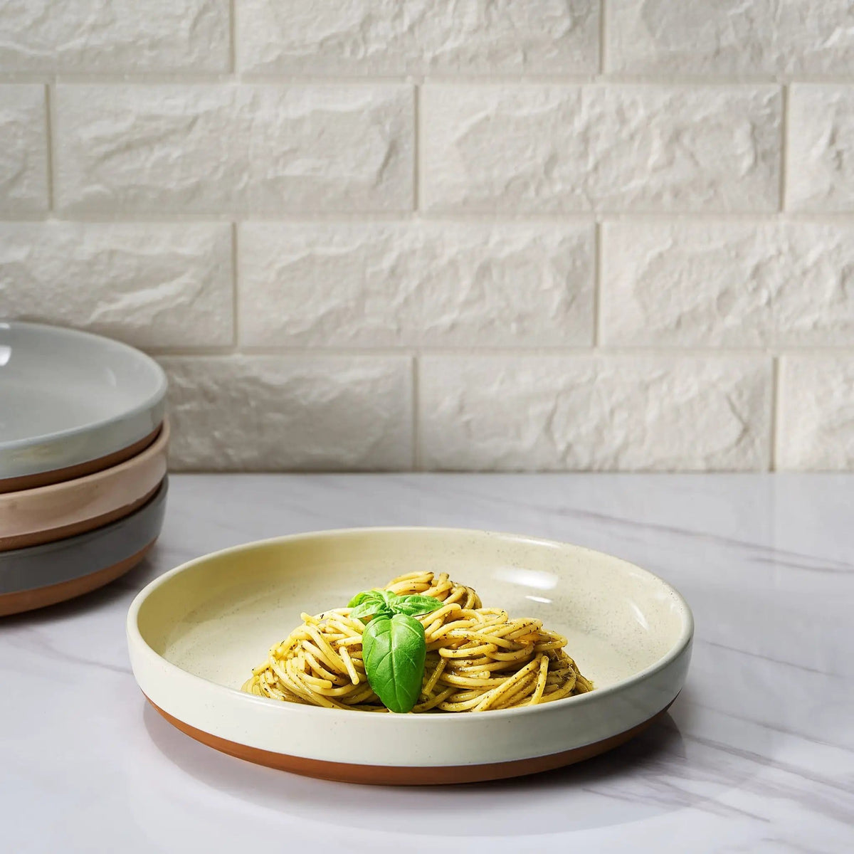 Tonal Ceramic Flat Bowls (Style 2) | Set of 4 | Ceramic | Plate