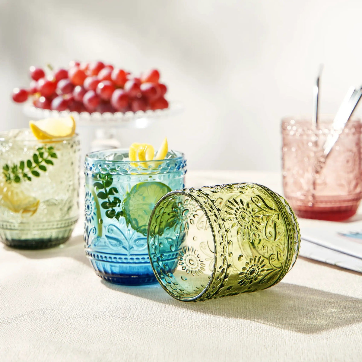 Monet Lowball Tumbler Glassware | 12 oz | Set of 4 | Entertaining