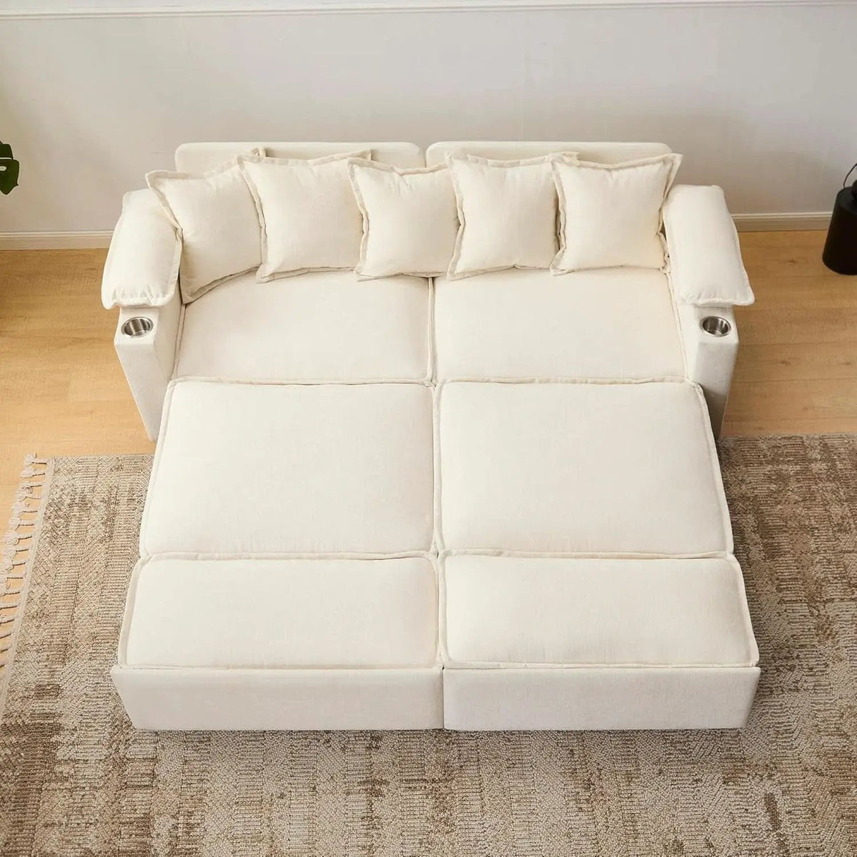 King Size Beige Ultra Luxurious Sleeper Sofa USB Ports Pro from PriceLows™
