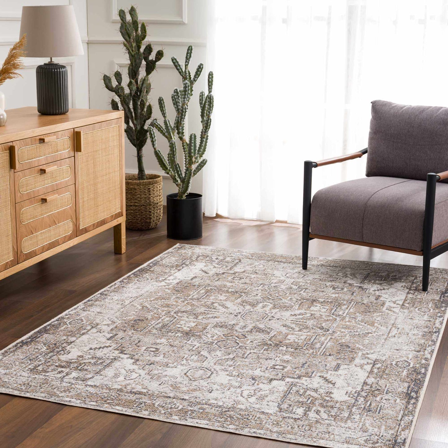 Blue Brown Hera Washable area rug from PriceLows™